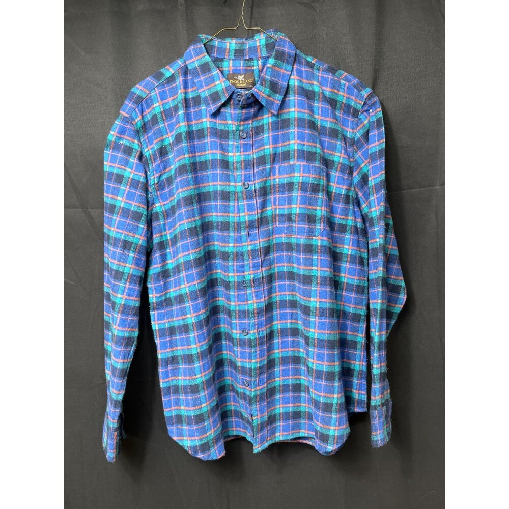 Knox And Lane SKU 7584 Mens Flannel Plaid Shirt Blue and Green Size L